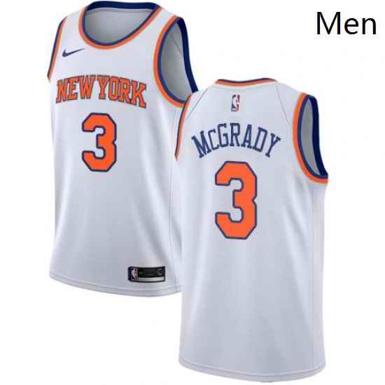Mens Nike New York Knicks 3 Tracy McGrady Authentic White NBA Jersey Association Edition